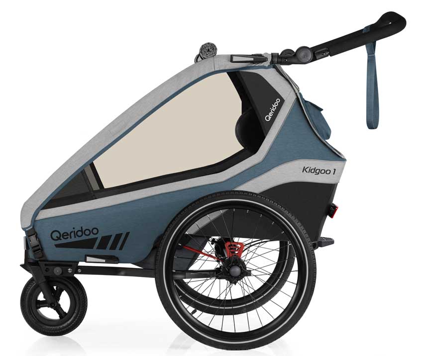 Qeridoo Kidgoo 1 Kinderfahrradanhänger Navy Blue Seite