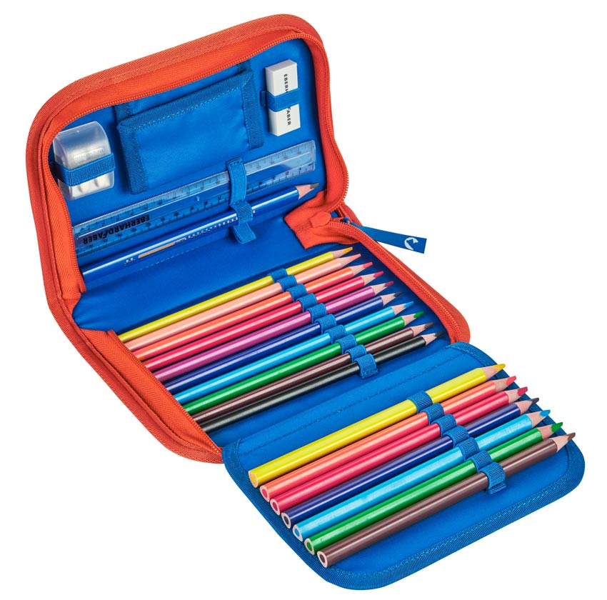 Finkid Schulranzen Set Buddy Beetred Chili Federtasche mit Inhalt