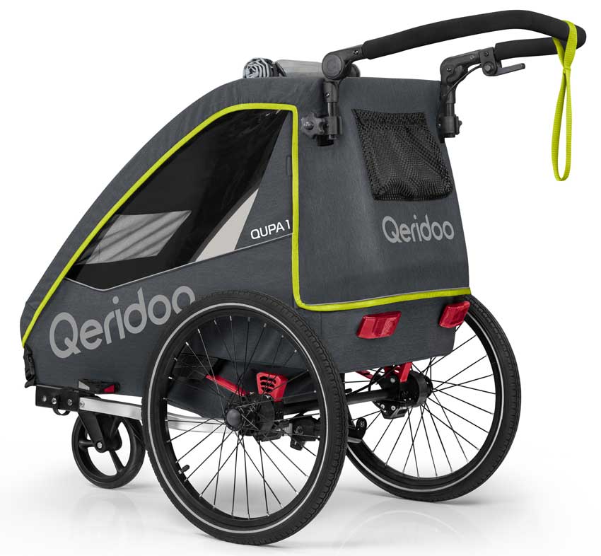 qeridoo qupa 1 kinderfahrradanhaenger lime rueckseite