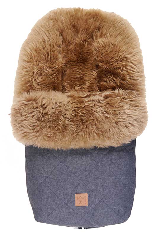 Kaiser Lammfellfußsack Nelly blau - Cappuchino