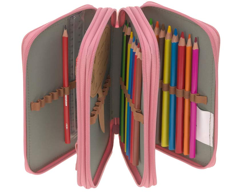 Lässig Federtasche Unique 3-fach Pink mit Zubehör
