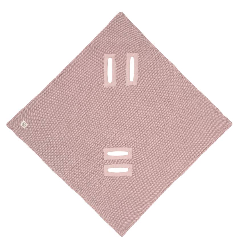 Lässig Einschlagdecke mit Kapuze für Babyschale Dusty Pink Gurtöffnungen