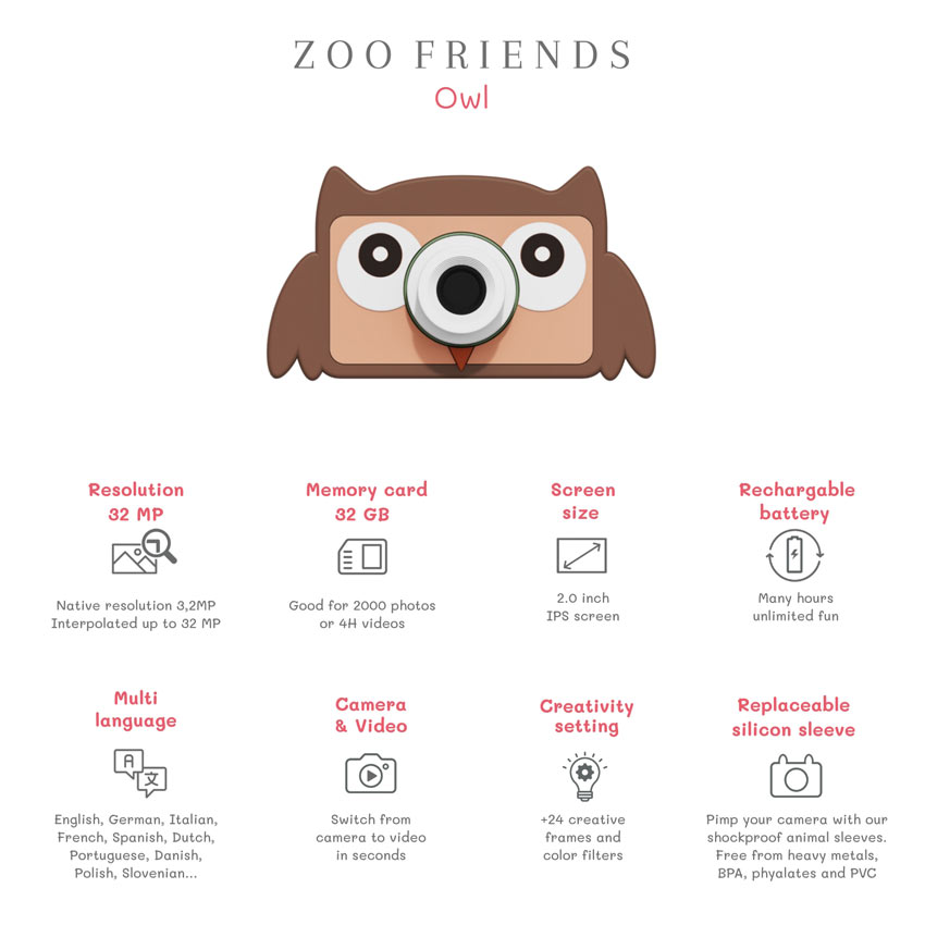 The Zoofamily Kinderkamera Zoo Friends Eule