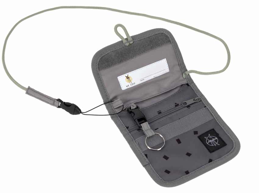 Lässig Schulranzen Set Boxy Unique Speckles Anthracite Brustbeutel mit Schlüsselring