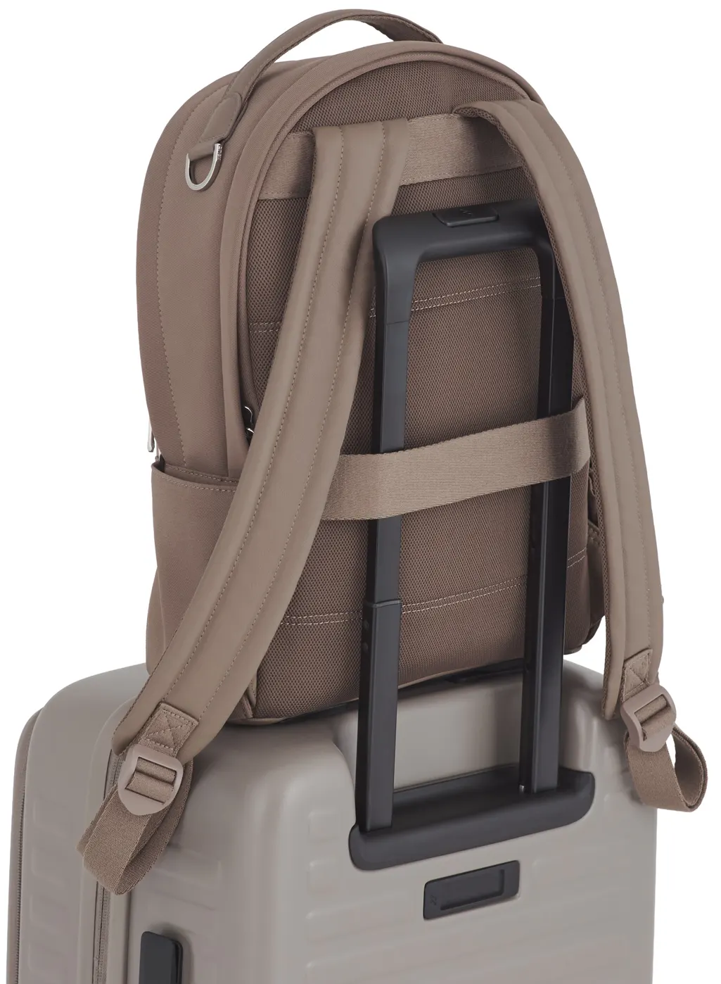 Abex Wickelrucksack braun am Trolley