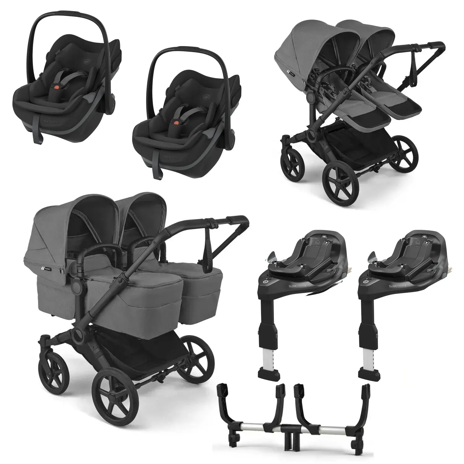 Bugaboo Donkey 6 Twin Set mit Pebble Slide Pro und Isofix