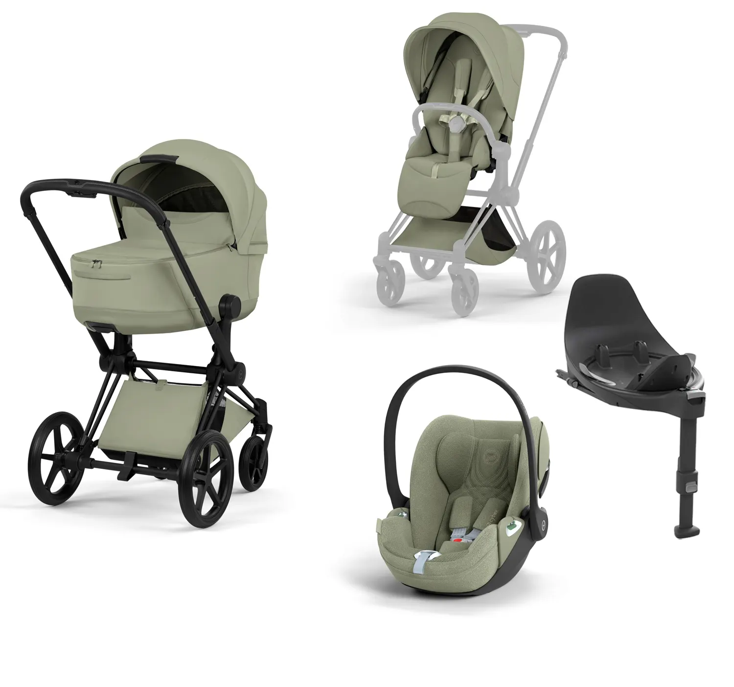 cybex priam style 4 in1 black sage green