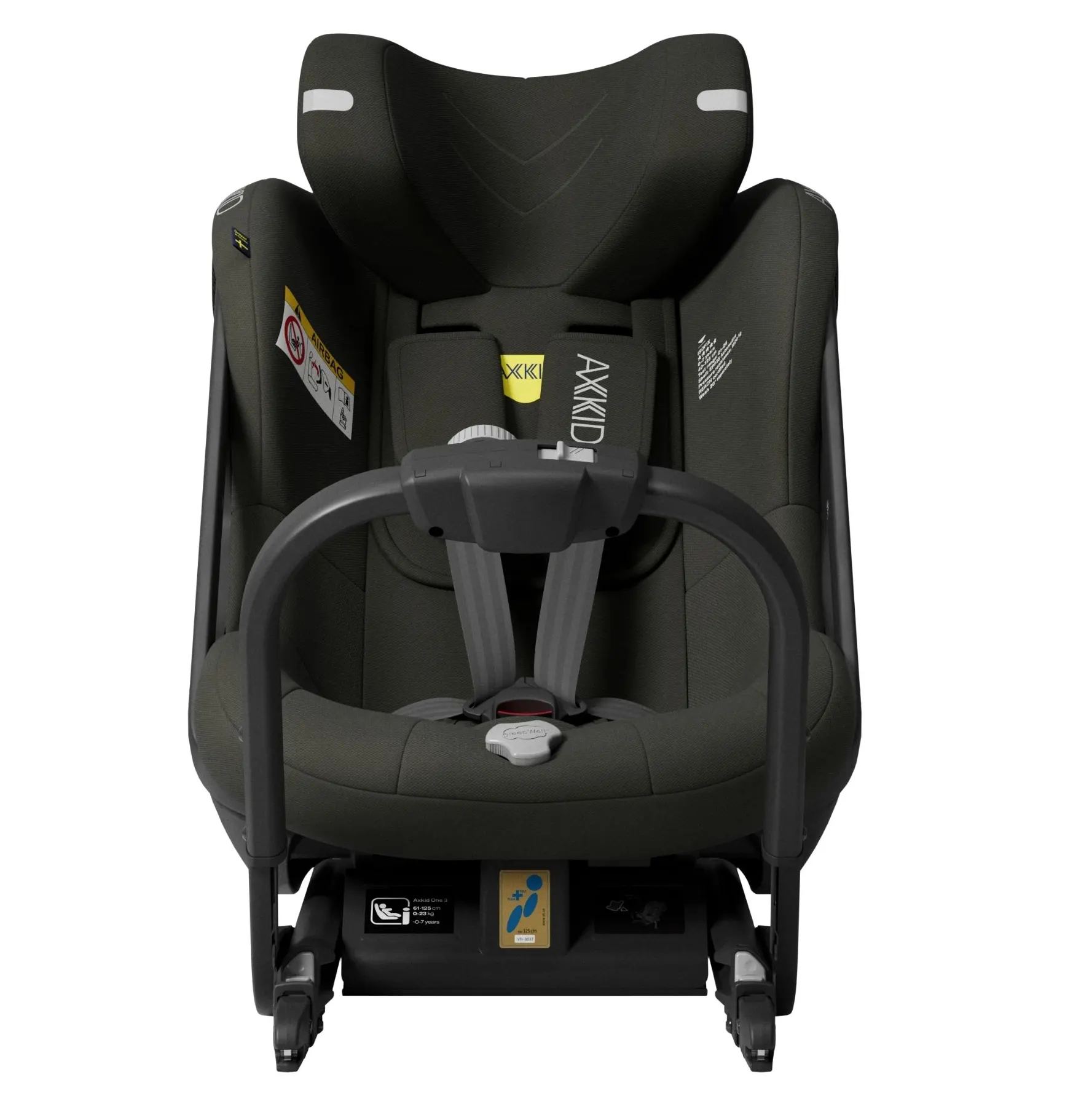 axkid one3 kindersitz forest moss green front kopfteil