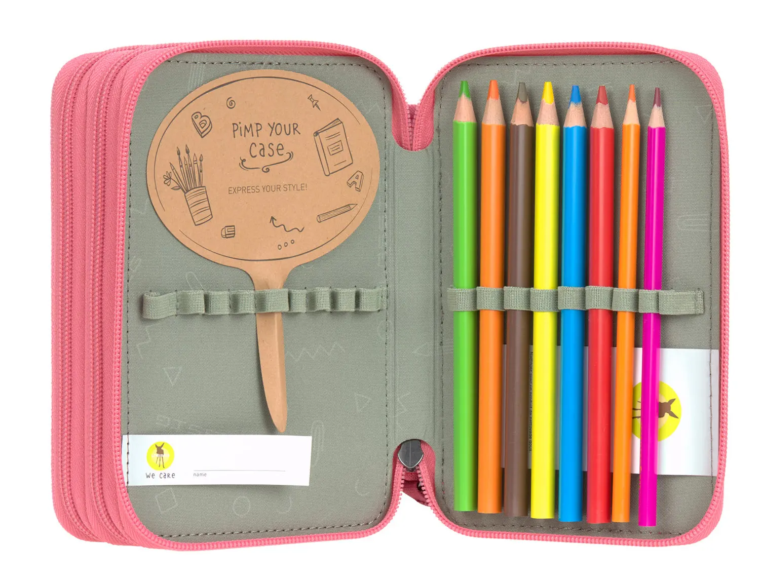 Lässig 3 Fach Federtasche Pink Zubehör