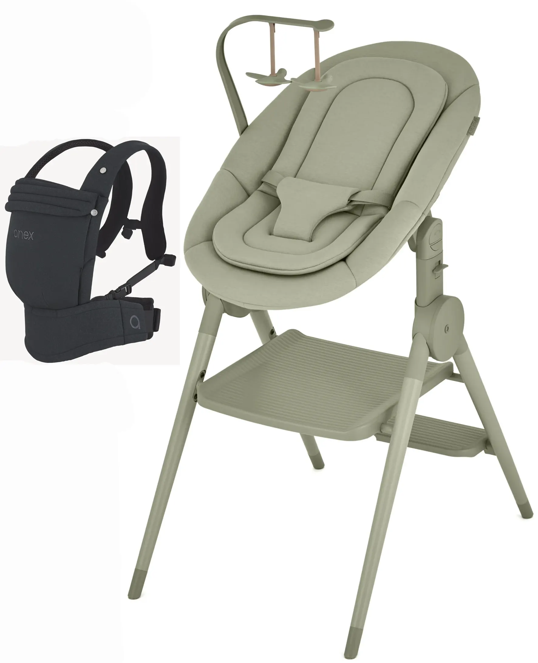 Anex Set Hochstuhl und Babytrage schwarz grün