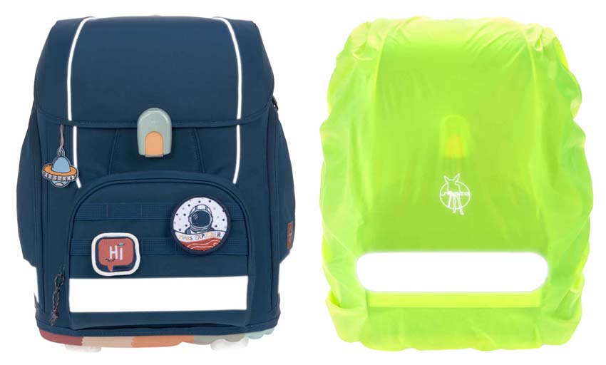Lässig Schulranzen Set Boxy Unique Navy Regencape