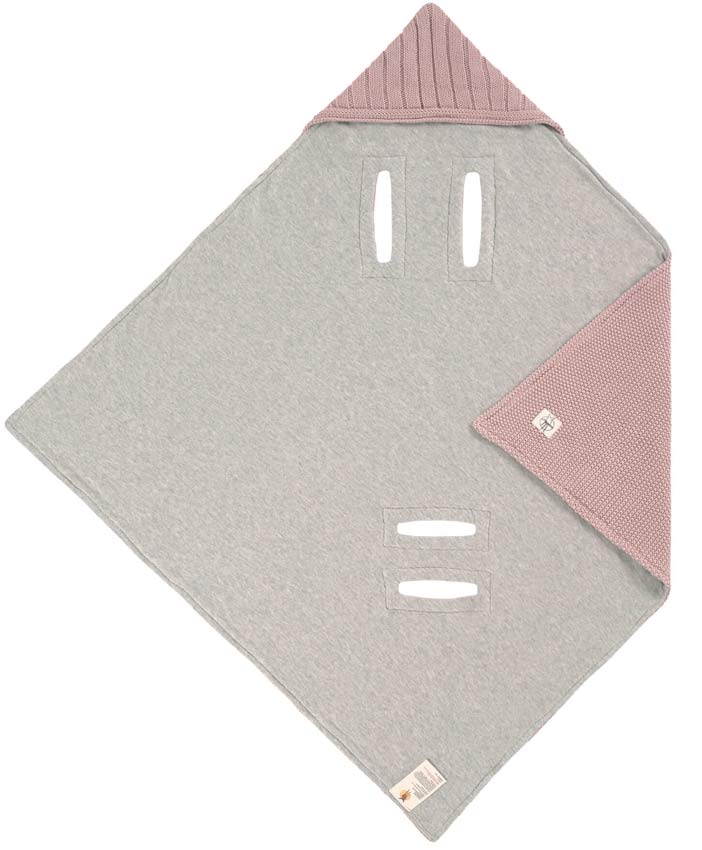 Lässig Einschlagdecke mit Kapuze für Babyschale Dusty Pink