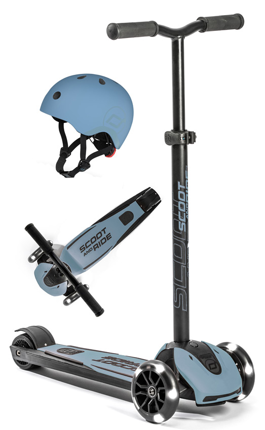 Scoot and Ride Highwaykick 5 Roller mit Helm steel