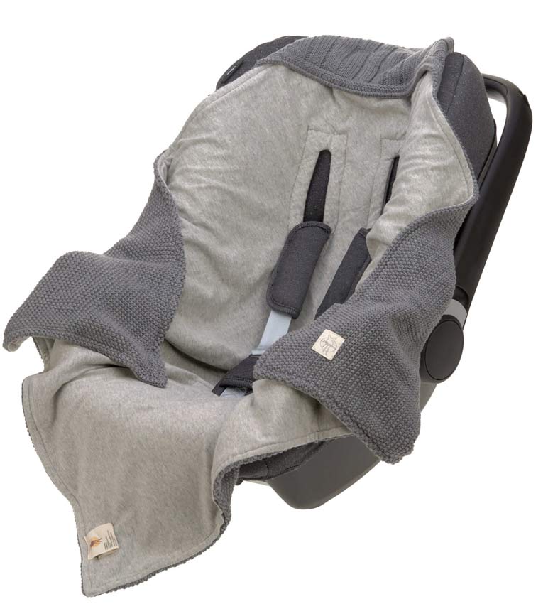 Lässig Einschlagdecke mit Kapuze für Babyschale Anthracite