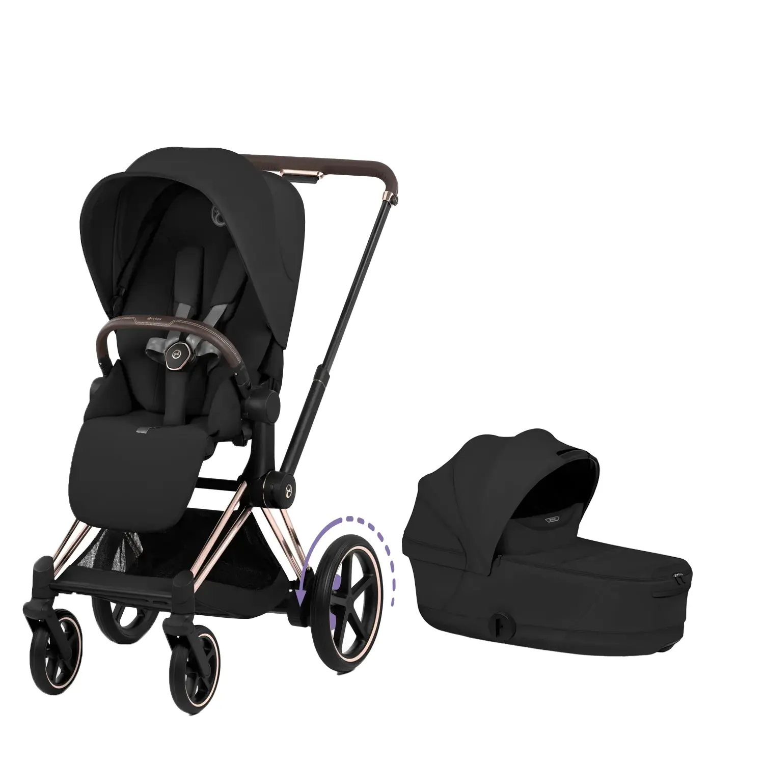 cybex e priam style kombikinderwagen rosegold sepia black