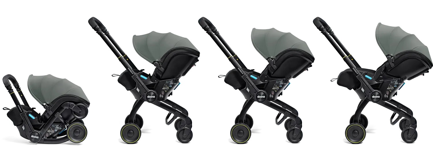 Doona X Babyschale Slate Green – alle Modi von Autositz bis Buggy