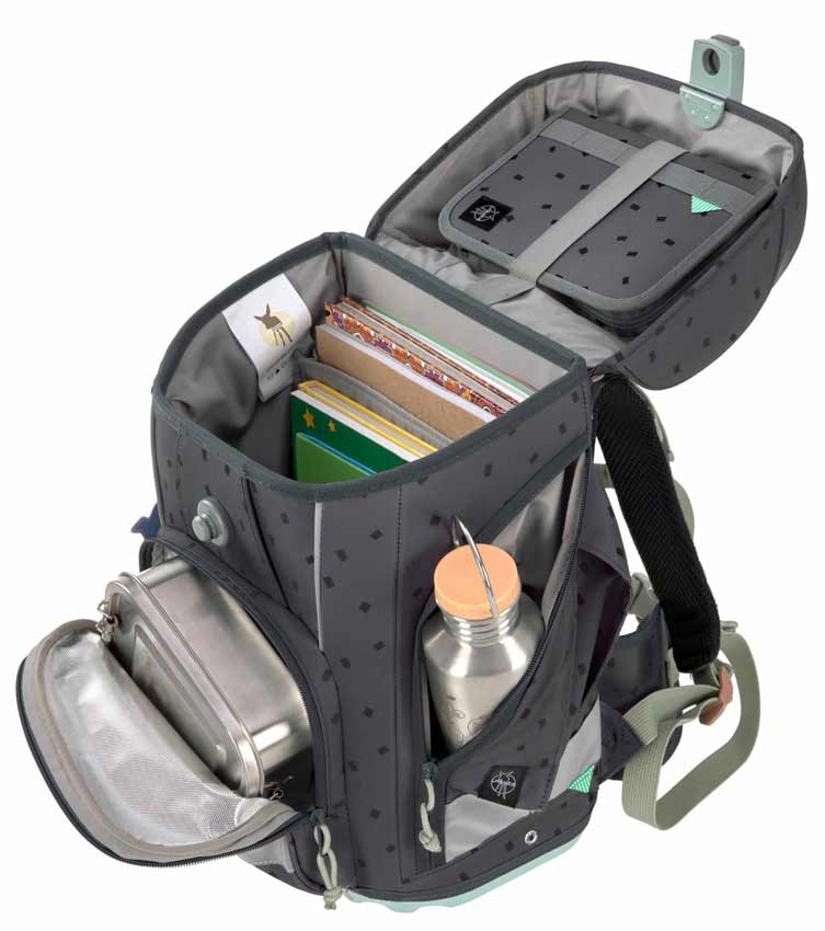Lässig Schulranzen Set Boxy Unique Speckles Anthracite großes Innenfach