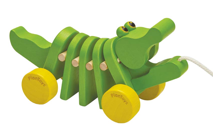 PlanToys Nachziehtier tanzendes Krokodil