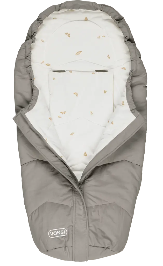 Voksi Move Light Baby Fußsack dark sand Babyschale offen