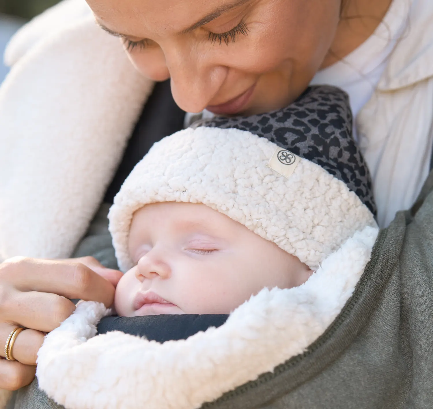 cloby baby hat teddy fur leopard lifestyle