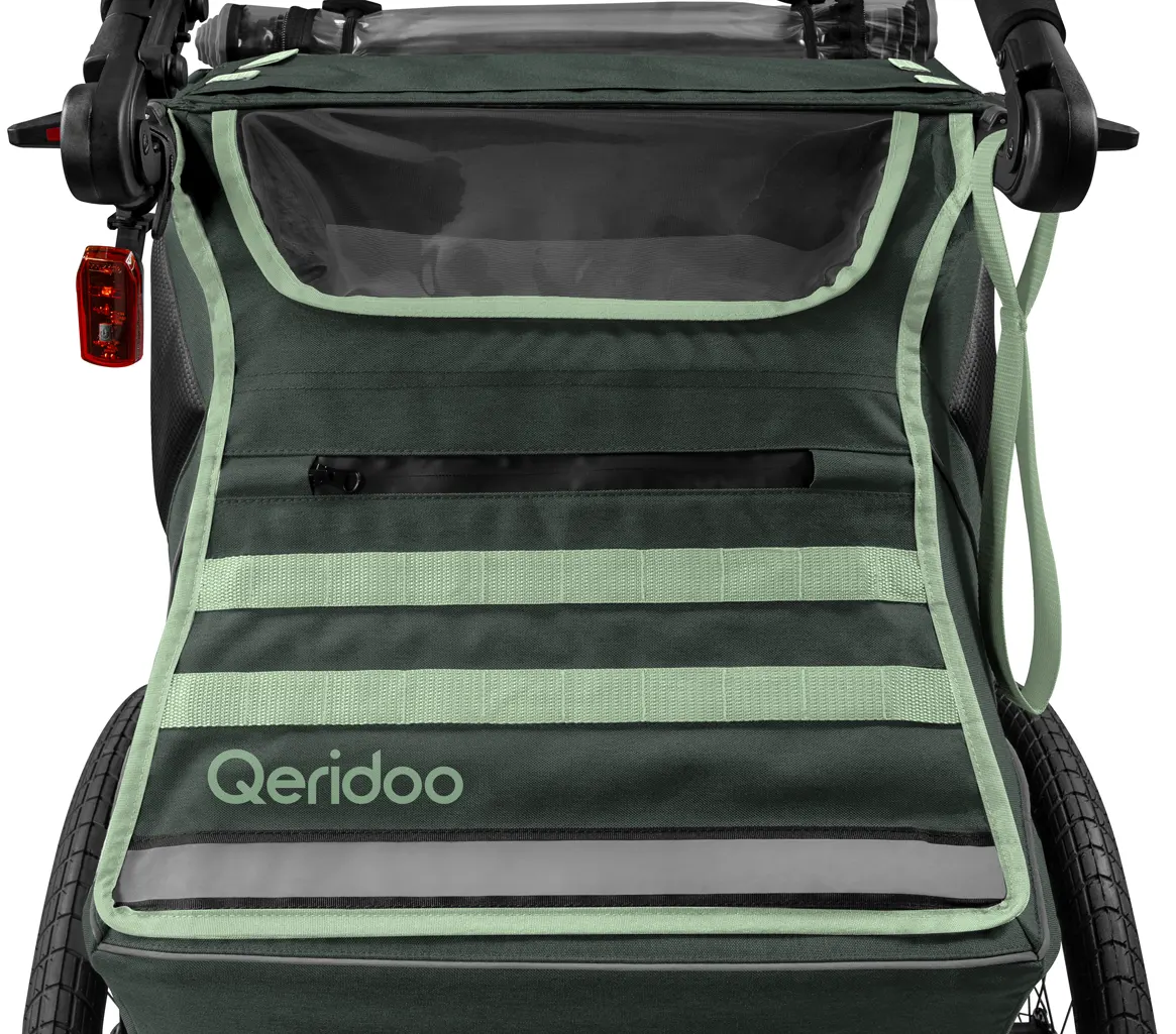 Qeridoo Kidgoo 2 Buggy grün Fahrradanhänger Rückansicht