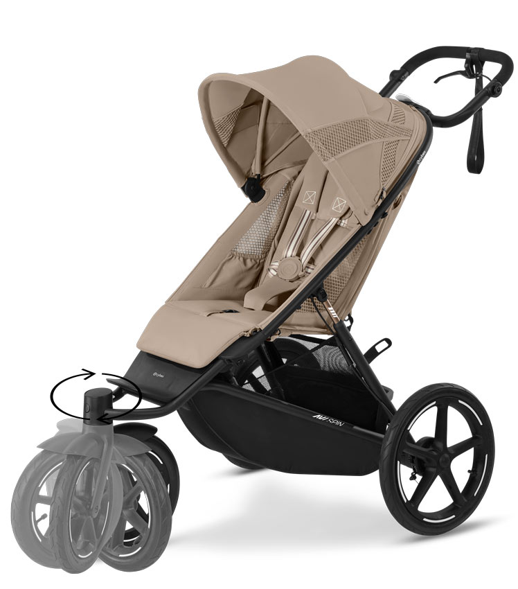 Cybex AVI Spin Jogging Kinderwagen Almond Beige schwenkbares Vorderrad
