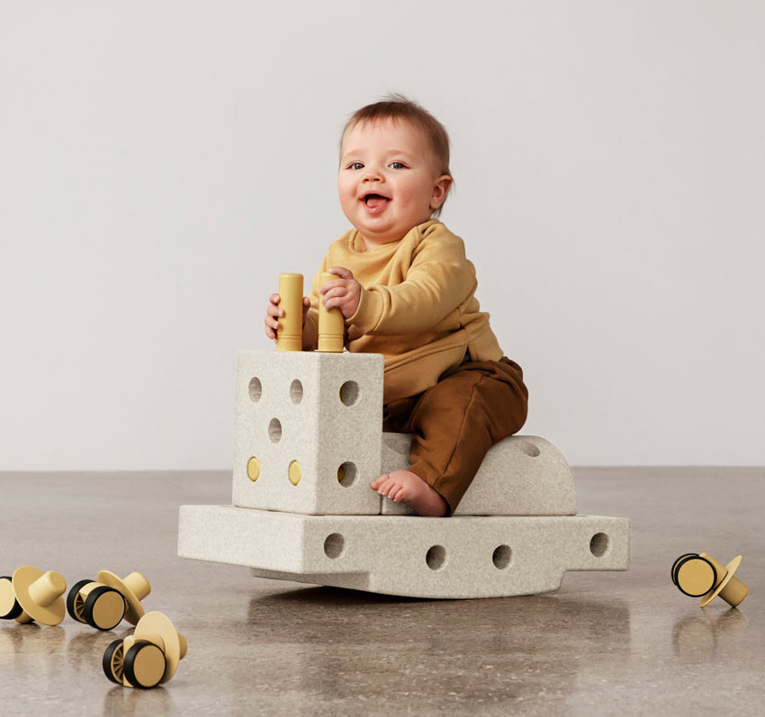 Modu Curiosity Set Bauspielzeug Sand Grey/Honey Yellow