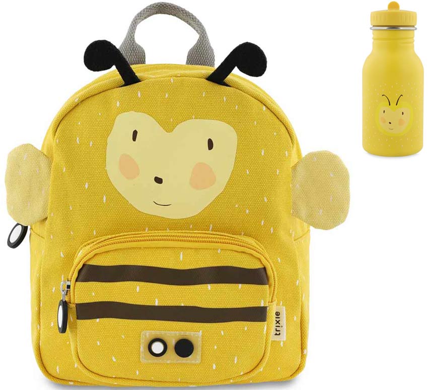 Trixie children's backpack set small with 350ml water bottle Mrs Bumblebee