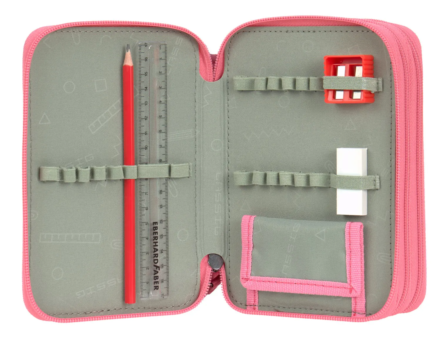 Lässig 3 Fach Federtasche Pink Zubehör