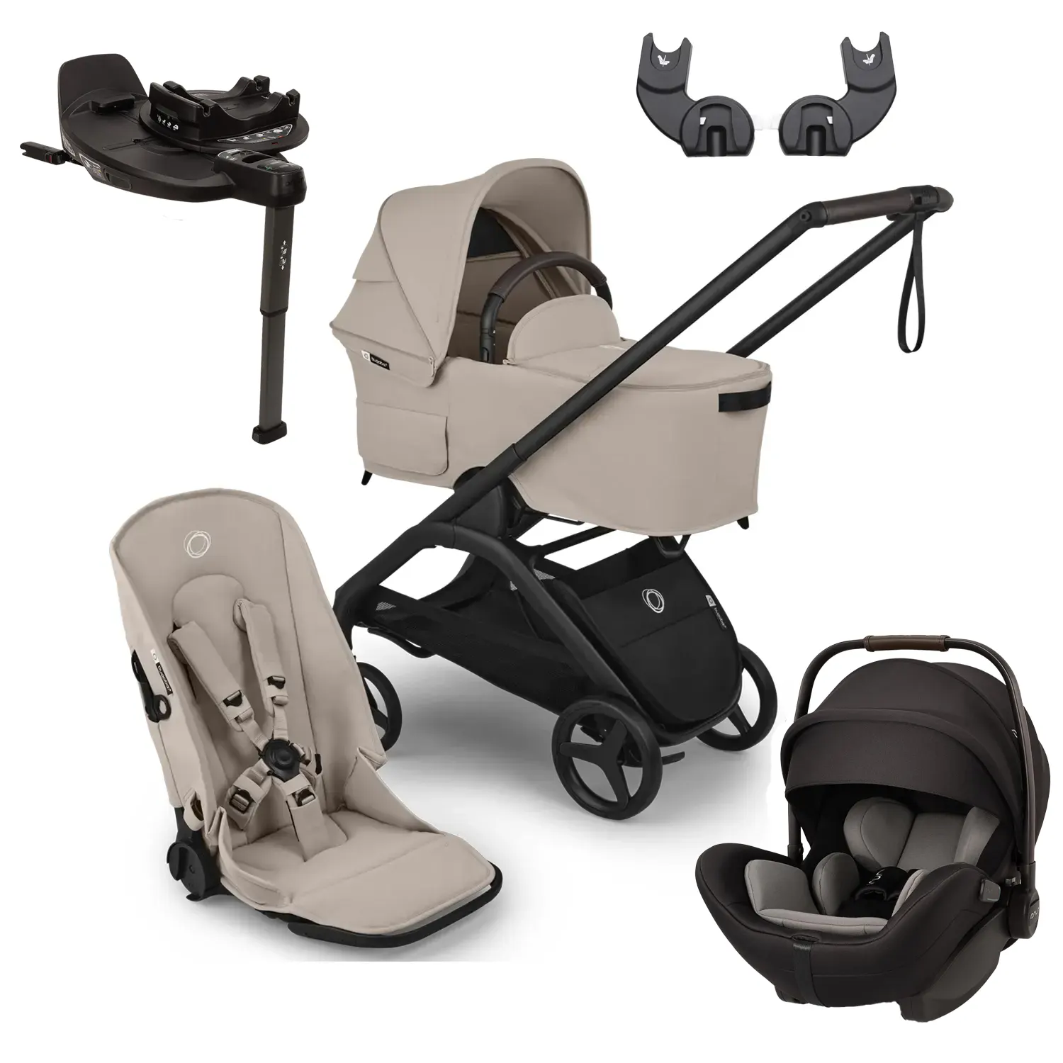 bugaboo dragonfly plus nuna arra nuna base desert taupe