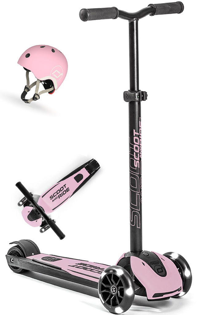 Scoot and Ride Highwaykick 5 Set mit Helm rosa