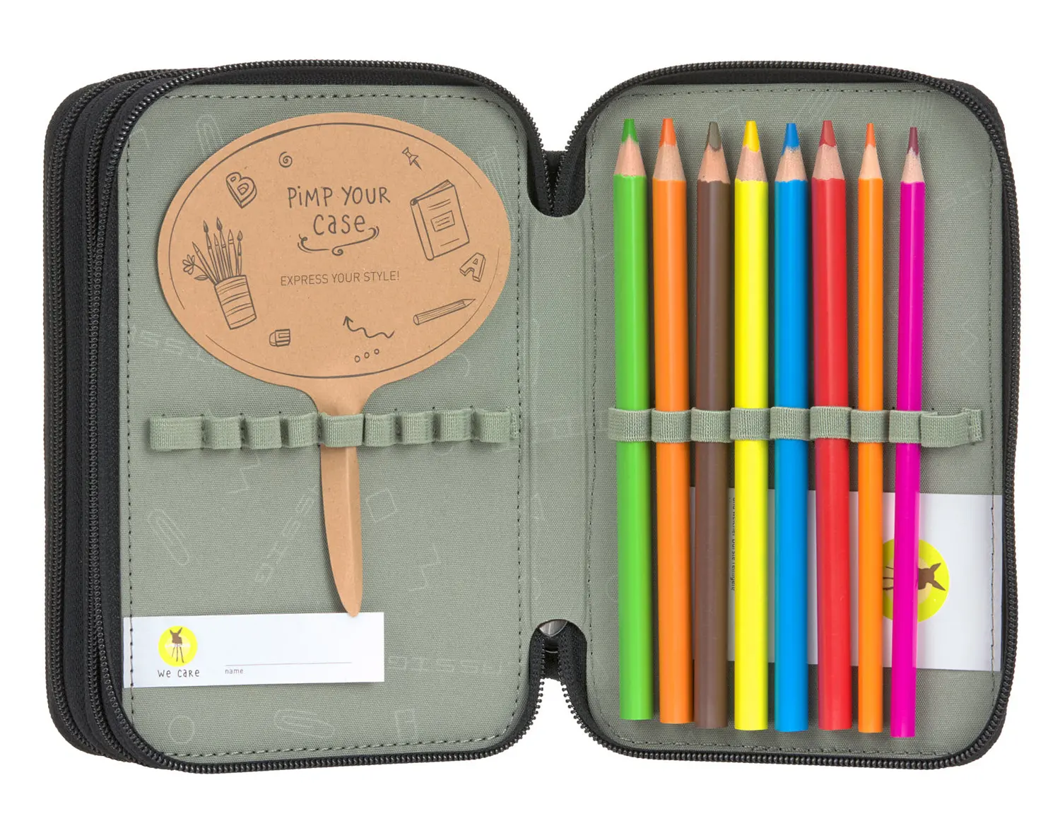 Lässig 3-compartment pencil case, black, accessories