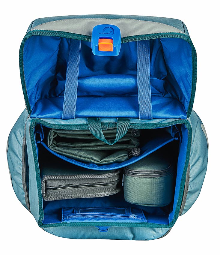 Finkid Schulranzen Set Buddy Trellis/ Deepteal offen