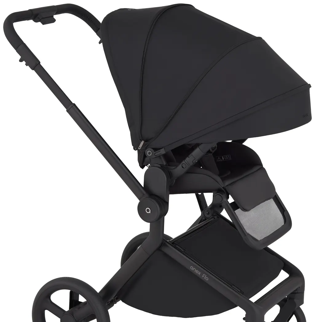 Anex Flo Kinderwagen schwarz Sitz großes Verdeck