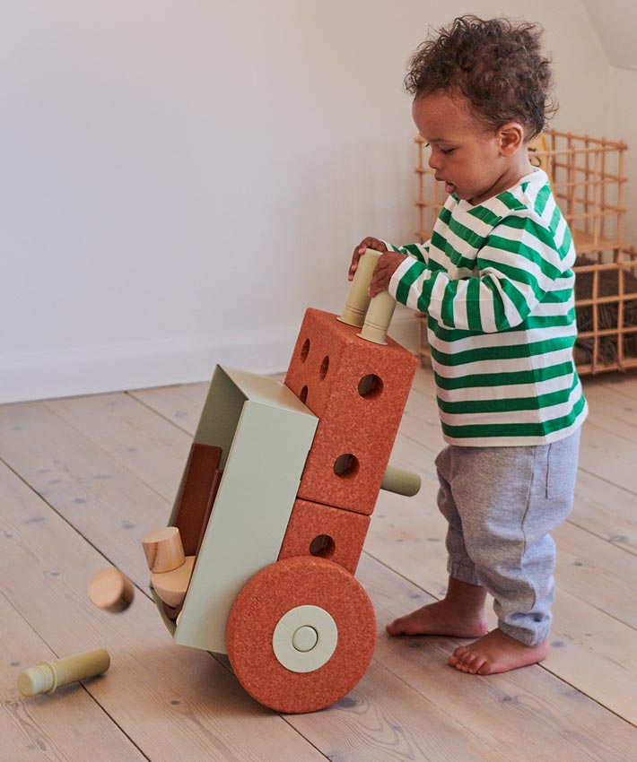 MODU 3-in-1-Lauflernwagen Burnt-Orange/Dusty-Green Schubkarre