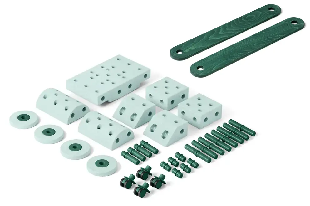 Modu Dreamer Set grün mit Balancierbalken Lieferumfang