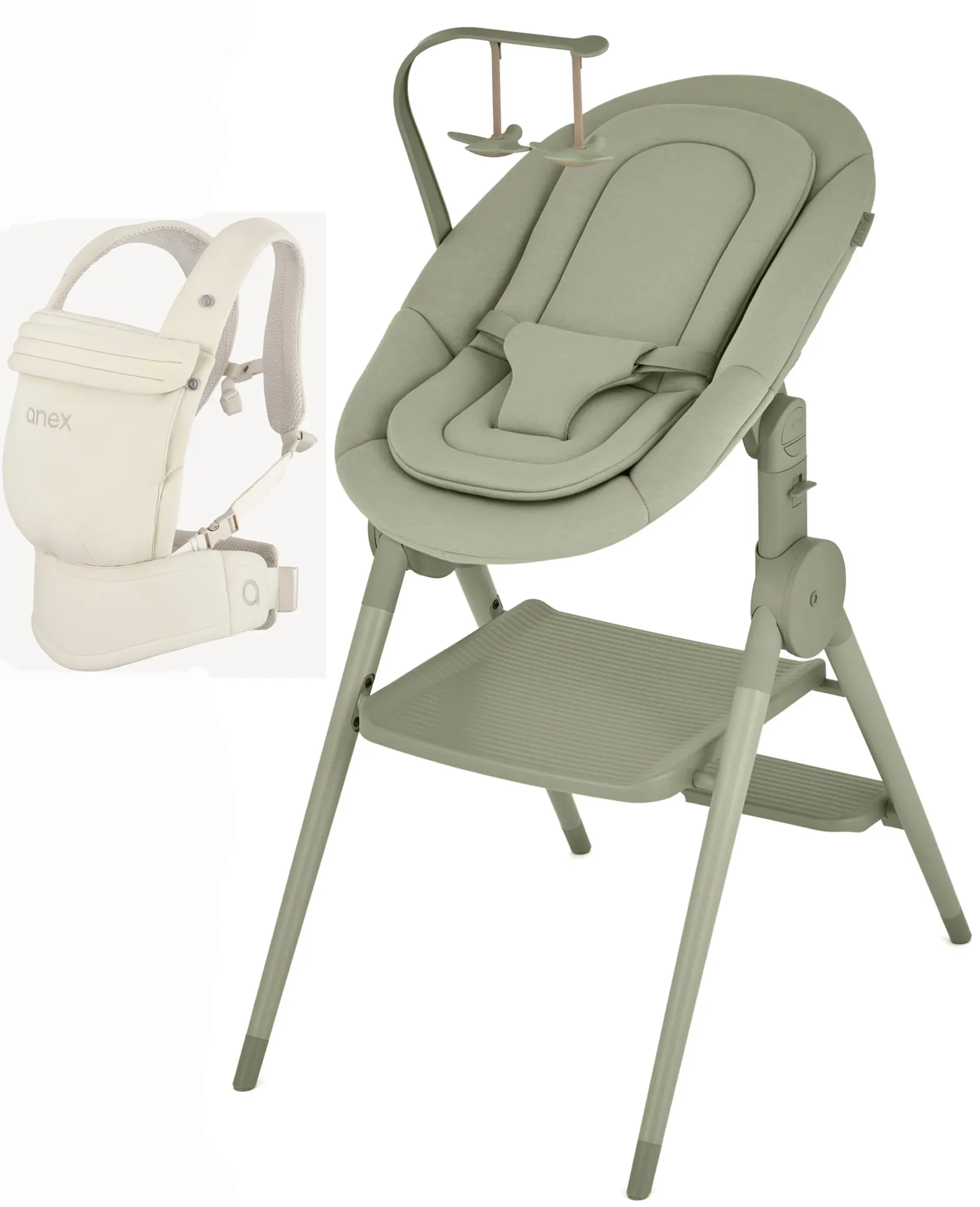 Anex Set Hochstuhl und Babytrage weiß grün