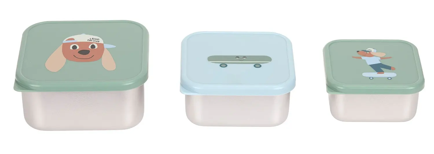 Lässig Snackbox Edelstahl Tiny Team Hund in Reihe