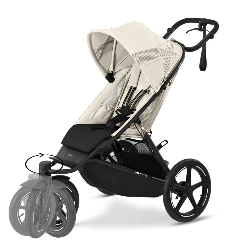 Cybex AVI Spin Jogging Kinderwagen Seashell Beige schwenkbares Vorderrad