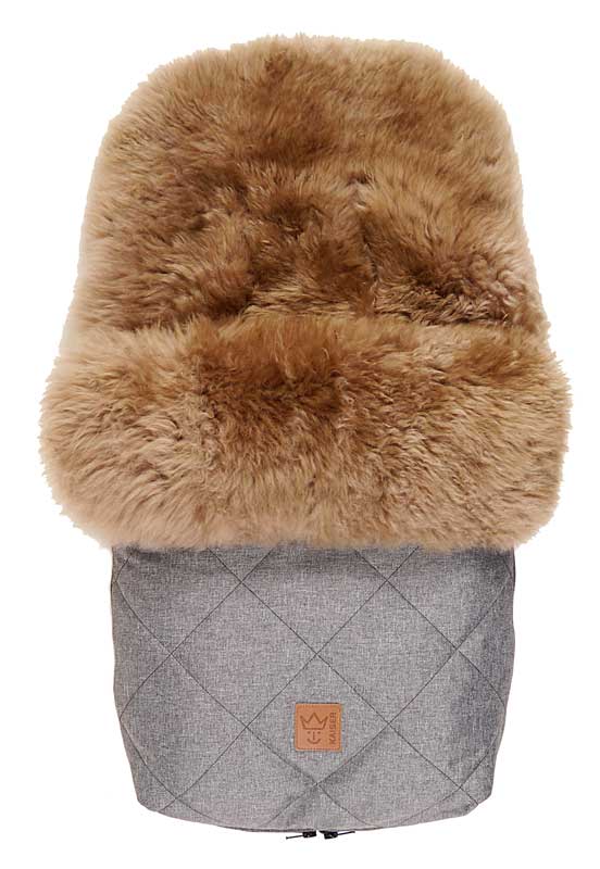 Kaiser Lammfellfußsack Nelly anthrazit - Cappuchino