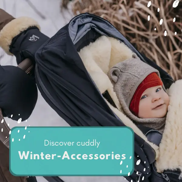 Kuschelige Winter Accessoires für den Kinderwagen - Fußsäcke und Handwärmer