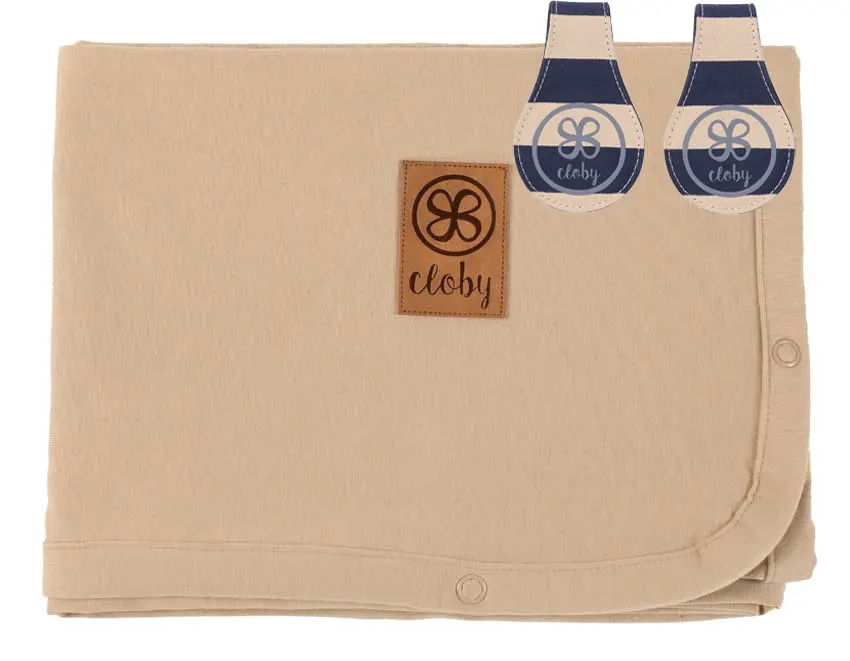 Cloby UV Schutztuch Sandy Beach mit Magnetclips Navy Blue Stripes