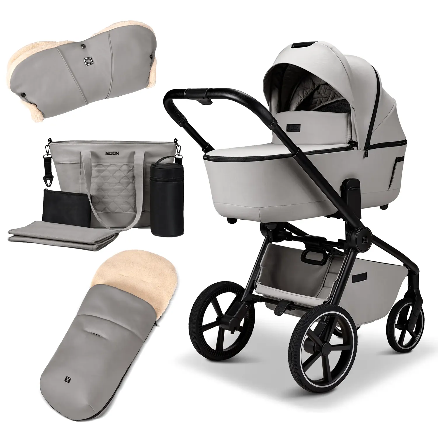 Moon Resea 2.0 Kombikinderwagen 2026 inkl. Wickeltasche, Fußsack und Handmuff