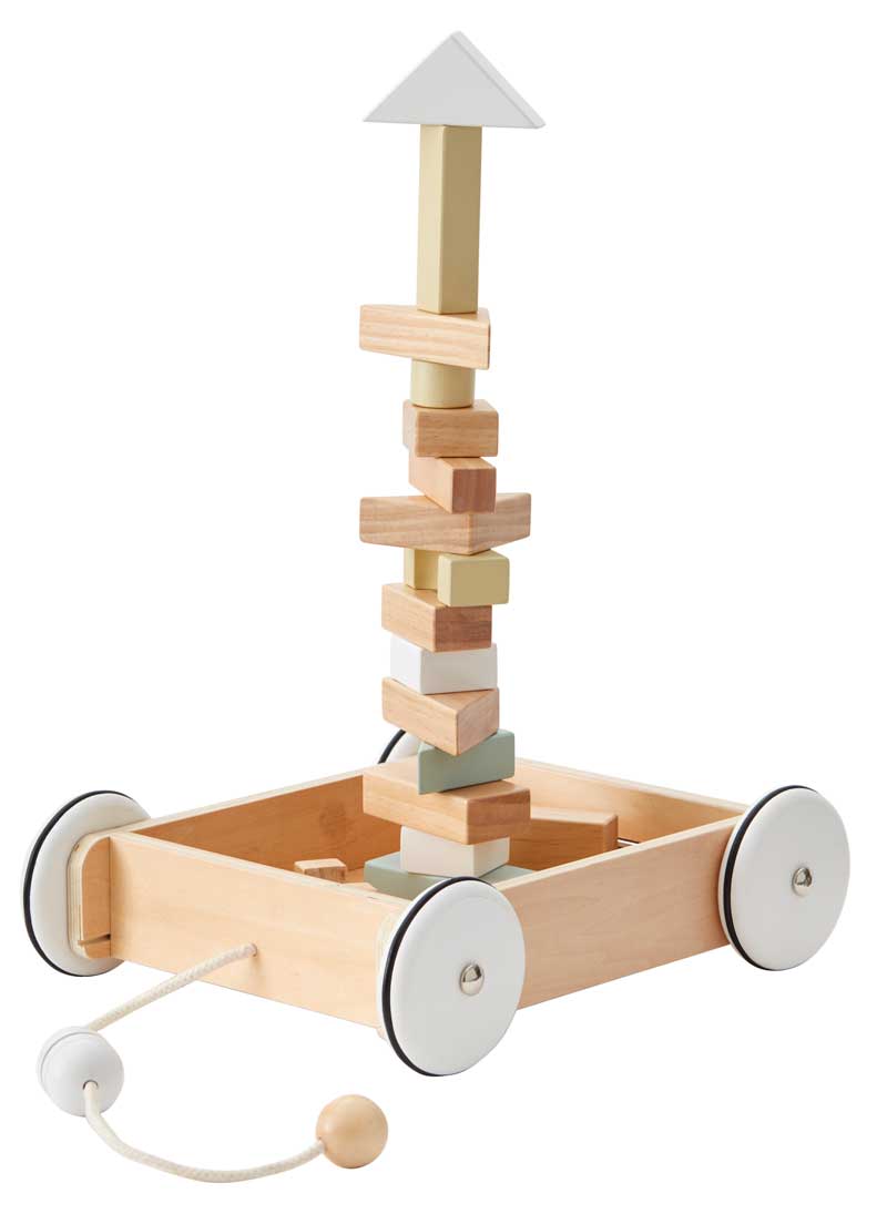 Kids Concept Wagen mit verschiedenen Holzklötzen