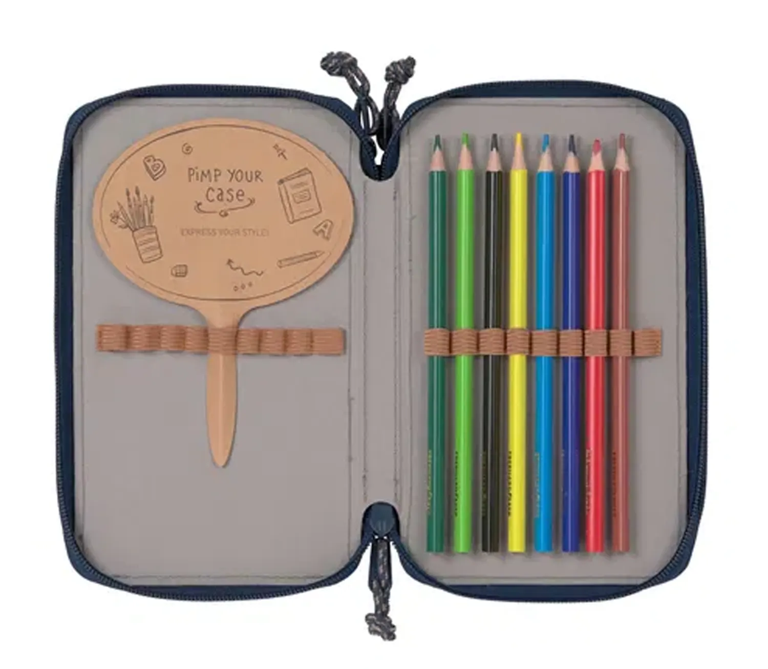 Lässig 3 Fach Federtasche Navy Stifte