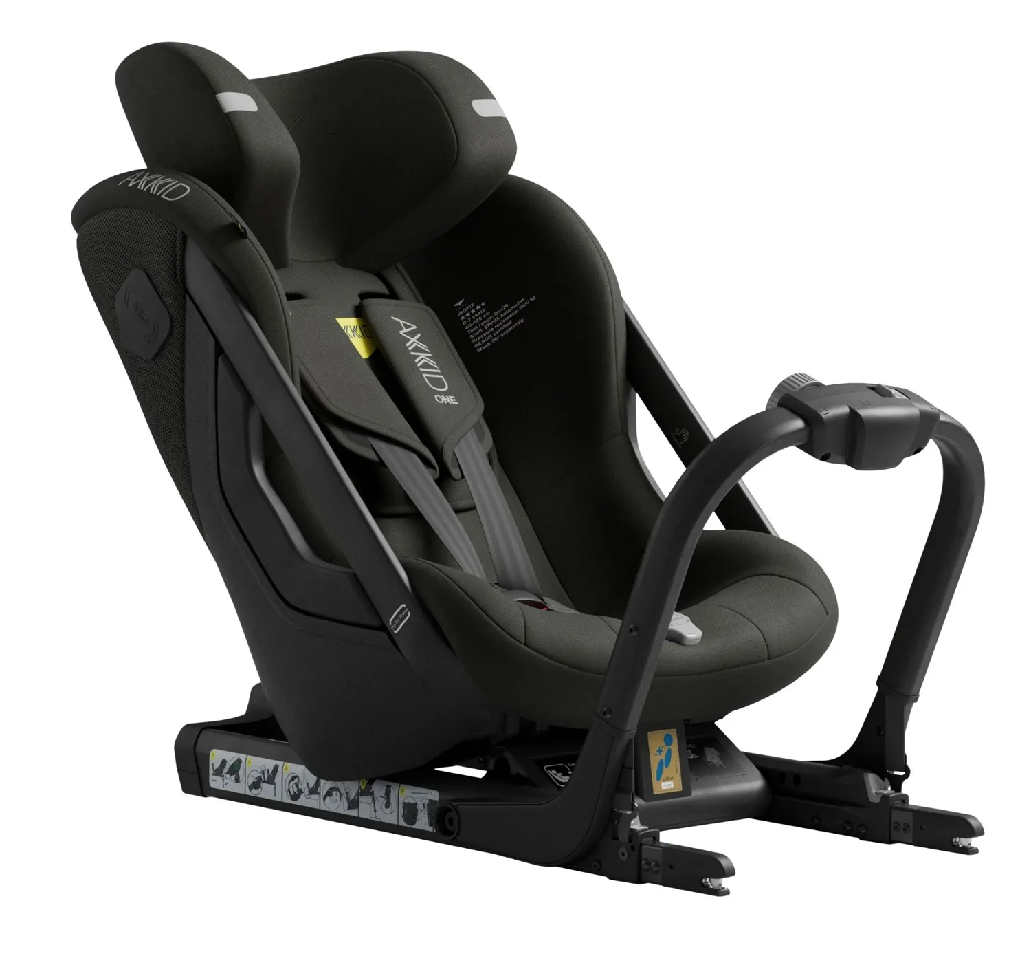 axkid one3 kindersitz forest moss green kopfteil