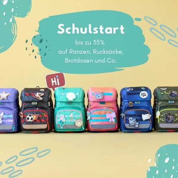 Spare bis zu 35% auf Schulranzen, Rucksäcke, Trinkflaschen und Brotdosen