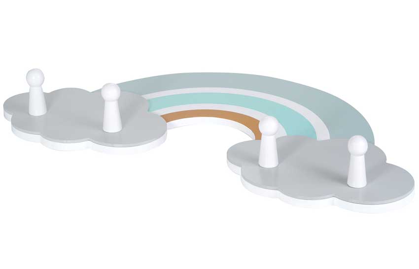 Kindsgut Garderobe Regenbogen Finn mit 4 Haken
