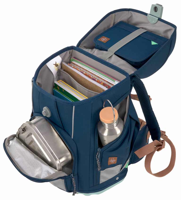Lässig Schulranzen Set Boxy Unique Navy großes Innenfach