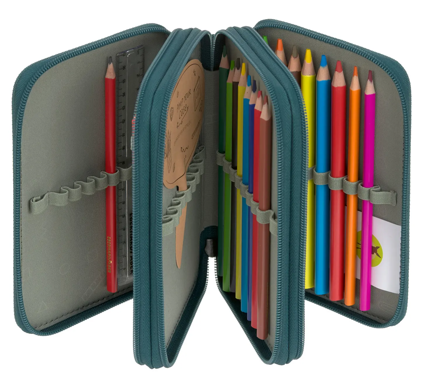 Lässig 3 Fach Federtasche dunkelgrün Fächer
